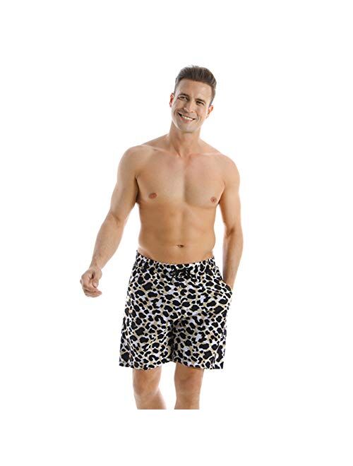 Ulikeey Matching Swimsuit for Couples Leopard Mens Trunk Women 2 Piece Bikini Set Modest