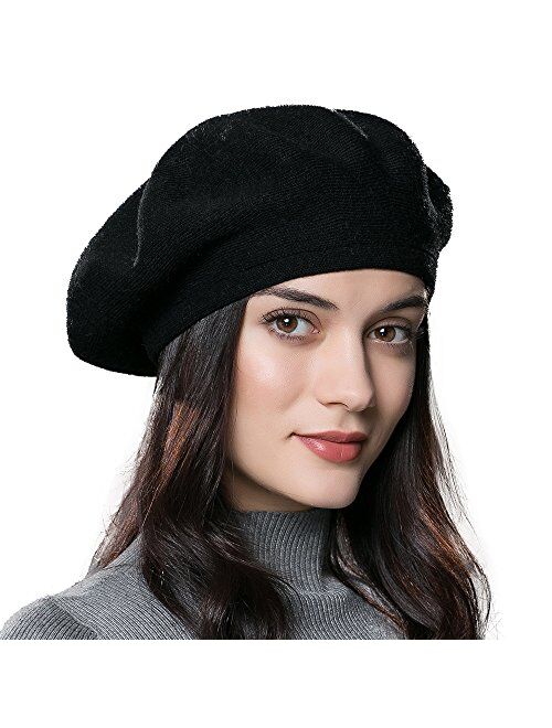 ENJOYFUR Womens Winter Beret Hat Knitted Beanie Cap Autumn Winter Hat French Classic Beret
