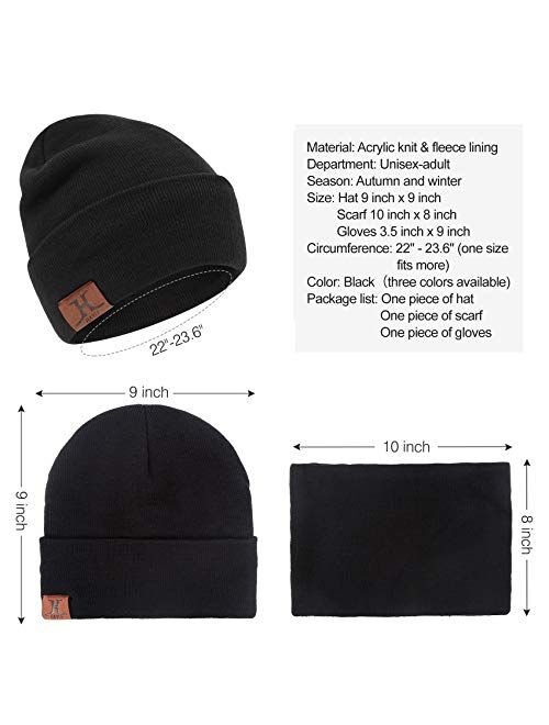 mysuntown Hat Scarf and Glove Set, Women Winter Hats 3-Piece, Beanie Neck Warmer and Touchscreen Gloves for Men