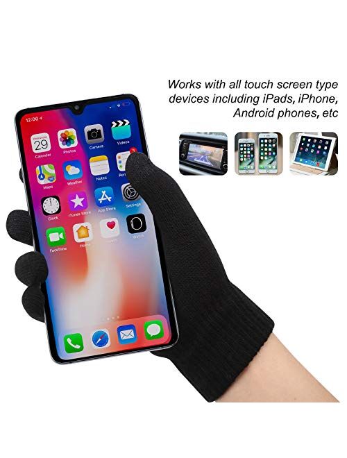 mysuntown Hat Scarf and Glove Set, Women Winter Hats 3-Piece, Beanie Neck Warmer and Touchscreen Gloves for Men