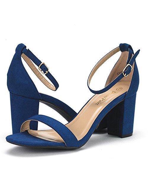 DREAM PAIRS Women's Chunk Low Heel Pump Sandals
