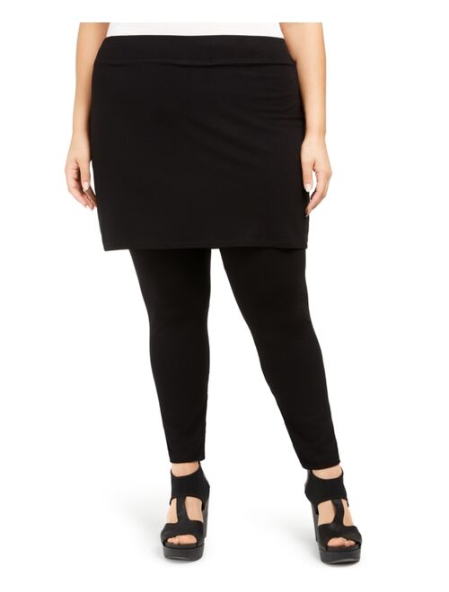 Eileen Fisher Plus Size Stretch Jersey Knit Skirted Leggings, Created for Macy's