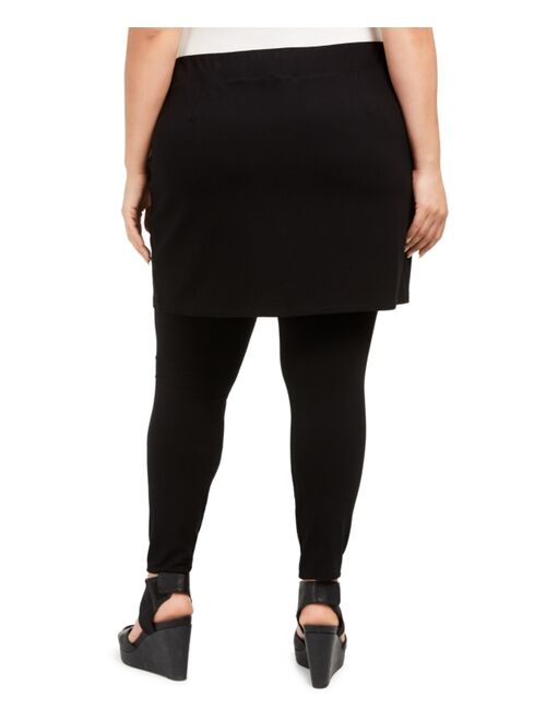 Eileen Fisher Plus Size Stretch Jersey Knit Skirted Leggings, Created for Macy's