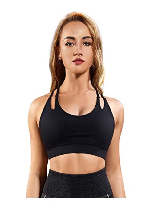 Rolewpy T-Back Medium Support Wirefree  Activewear Sports Bra