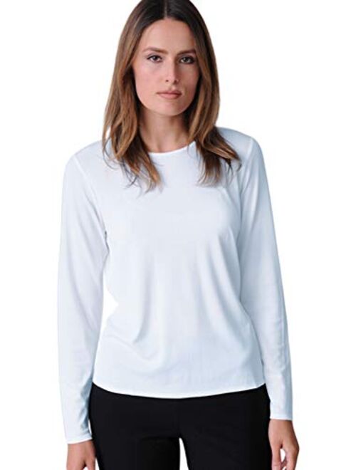 Eileen Fisher Lightweight Viscose Jersey Crew Neck Top - Style No VFFT0011M Clothing