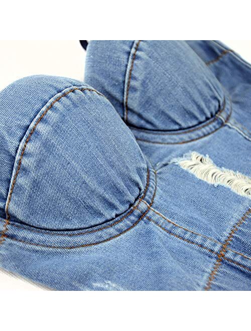 ELLACCI Women's Destructed Denim Bustier Crop Top Jeans Corset Top