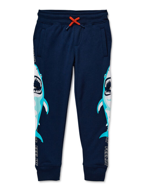365 Kids From Garanimals Boys French Terry Shark Joggers, Sizes 4-10