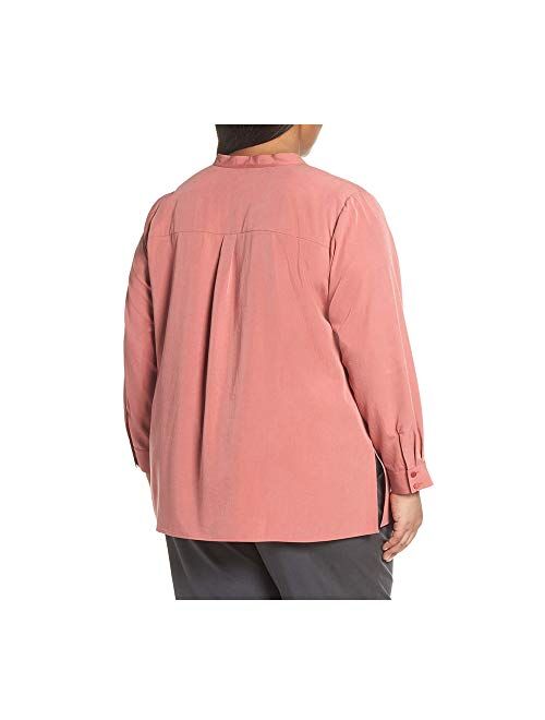Eileen Fisher Womens Plus Tencel Split Collar Button-Down Top Pink 3X