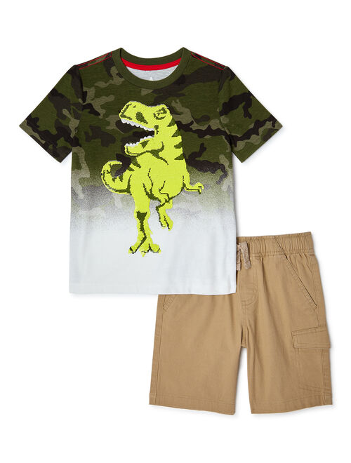 365 Kids From Garanimals Boys Sequin Dino Outfit Set, 2-Piece, Sizes 4-10