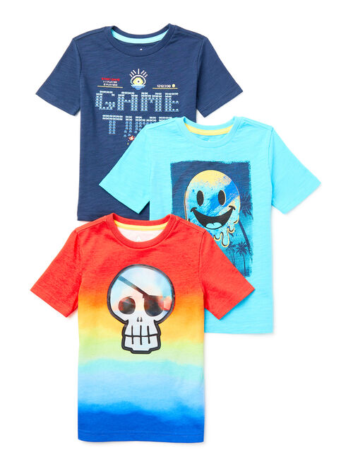 365 Kids From Garanimals Boys 3pc Skull Pirate/Pizza/Game Time Graphic Tee, Sizes 4-10