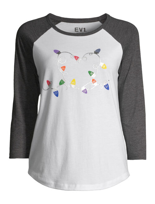 EV1 from Ellen DeGeneres Women's Heart Lights Graphic T-Shirt