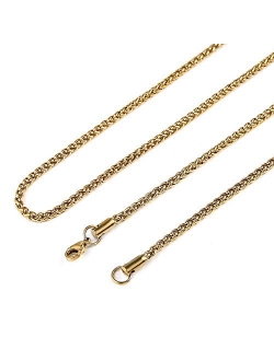 3.0 mm Stainless Steel Wheat Silver Chain Necklaces for Men & Women 16" -30"