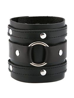 Wide Cuff Wrap Gothic Wristband Punk Rock Biker Wide Strap Leather Bracelet