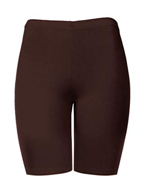 HATOPANTS Women's Workout Cotton Shorts Mid Thigh Stretch Excercise Bike Shorts