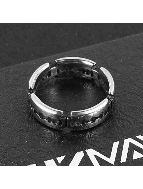 HZMAN Men's Punk Stainless Steel Silver Gothic Double Edge Blades Ring Bands