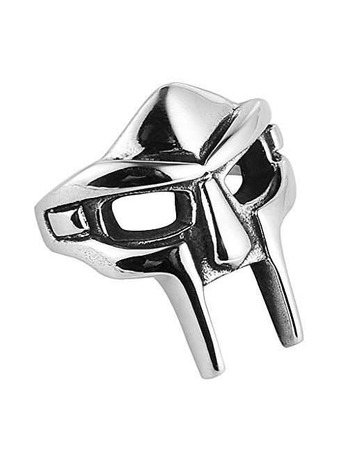 HZMAN Men's Gothic Biker Punk Vintage Stainless Steel Ring Spartan Mask Helmet Nordic Pagan Viking Rings