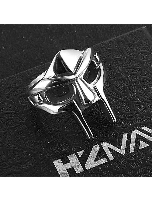 HZMAN Men's Gothic Biker Punk Vintage Stainless Steel Ring Spartan Mask Helmet Nordic Pagan Viking Rings