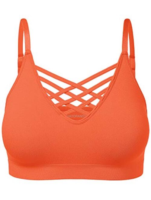 HATOPANTS Women's Workout Seamless Strappy Bralette Exercise Adjustable Straps Tops