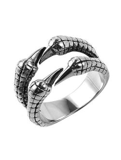 Biker Ring, Punk Dragon Claw Rings, Stainless Steel, Casting Black, Size 8-12 for Women Men Unisex