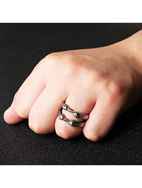 HZMAN Biker Ring, Punk Dragon Claw Rings, Stainless Steel, Casting Black, Size 8-12 for Women Men Unisex