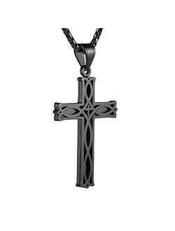 Men's Stainless Steel Infinity Celtic Cross Irish Knot Pendant Necklace, 22 2" Link Chain