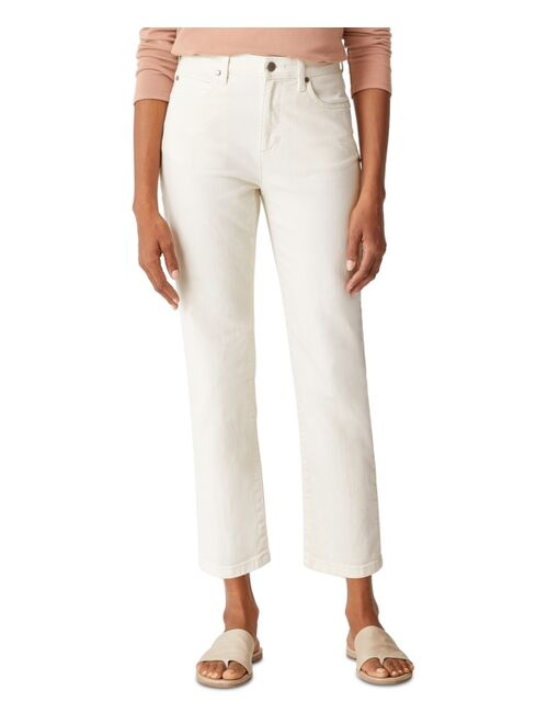 Eileen Fisher Organic High-Waisted Straight-Leg Ankle Jeans