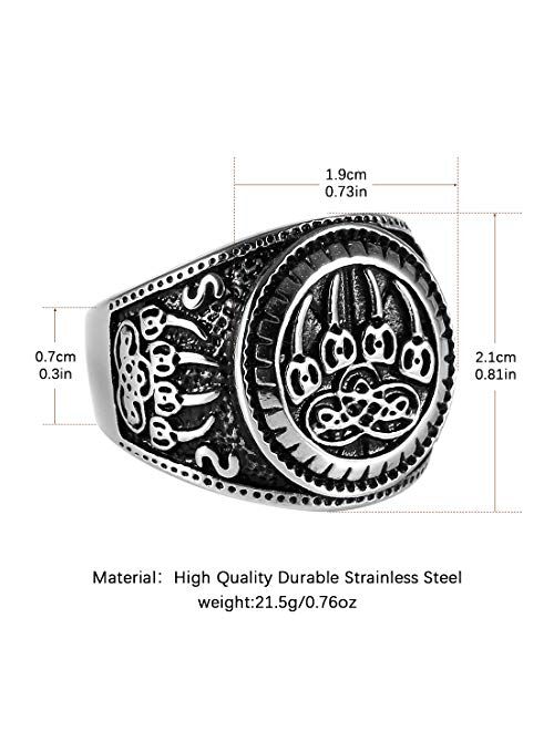 HZMAN Men's Nordic Viking Wolf Claw Stainless Steel Valknut Odin Symbol Retro Jewelry Ring