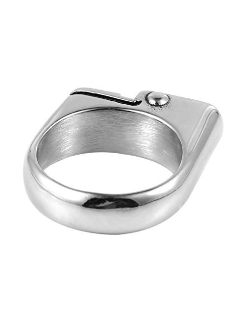 HZMAN Hip Hop Retro Men's Classic Silver Cool Punk Motorcycle Style Stainless Steel Silver Ring