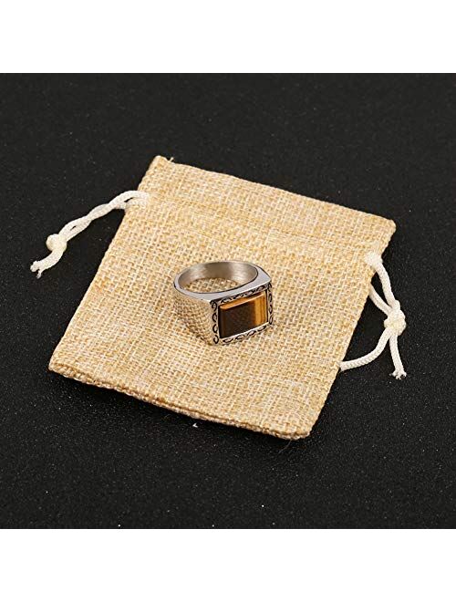 HZMAN Vintage Retro Style Brown Men's Simple Polished Stainless Steel Ring