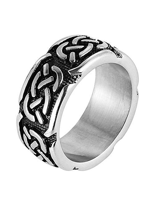 HZMAN Men Stainless Steel Ring Viking Valknut Vegvisir Pirate Norse Symbol Vintage Jewelry