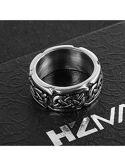 HZMAN Men Stainless Steel Ring Viking Valknut Vegvisir Pirate Norse Symbol Vintage Jewelry