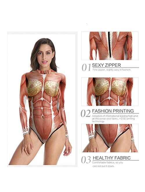 Goddesslili Funny Swim Suits for Women Full Boy Visceral Print Bikini Set Swimsuit One Piece Swimwear with Built in Bra