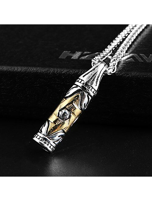 HZMAN Jewish Jewelry Magen Star of David Bullet Pendant Necklace Chain Stainless Steel Israel Necklace