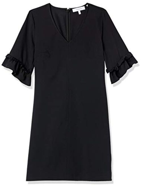 Amazon Brand - Lark & Ro Women's Florence Ruffle Half Sleeve V-Neck Sheath Dress