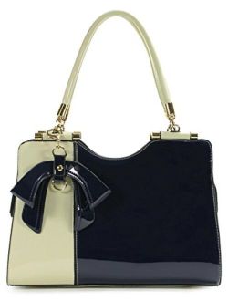 Elegant Two Tone Satchel bag for Women, Purses for Women, Shoulder Bag, Handbag for Women, Crossbody bag, H14230219 - Off White/Navy