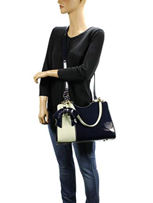 Scarleton Elegant Two Tone Satchel bag for Women, Purses for Women, Shoulder Bag, Handbag for Women, Crossbody bag, H14230219 - Off White/Navy
