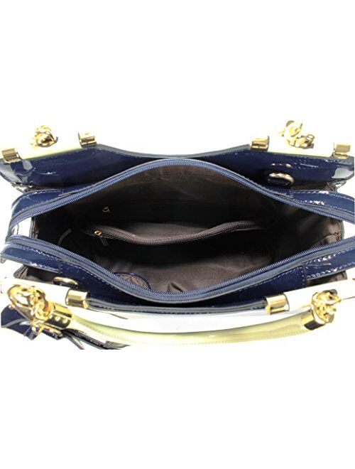 Scarleton Elegant Two Tone Satchel bag for Women, Purses for Women, Shoulder Bag, Handbag for Women, Crossbody bag, H14230219 - Off White/Navy