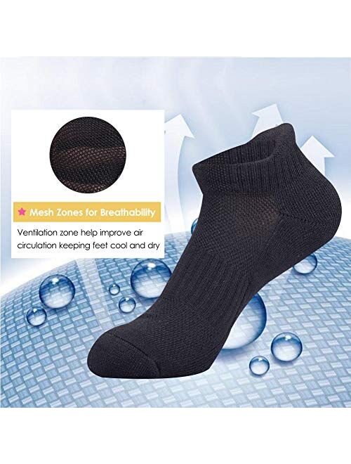 JOYNEE JOYNÉE Ankle Athletic Running Socks Low Cut Sports Tab Socks for Men and Women with Cushion Padding,Blister Resistant 6 Pairs