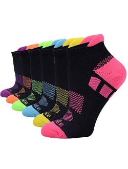 JOYNE 6 Pairs Women's Ankle Athletic Running Socks Performance Cushioned Low Cut Sports Socks with Heel Tab