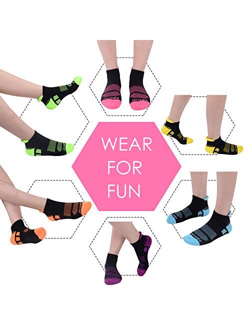 JOYNEE JOYNÉE 6 Pairs Women's Ankle Athletic Running Socks Performance Cushioned Low Cut Sports Socks with Heel Tab