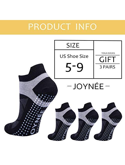 JOYNEE JOYNÉE Non-Slip Yoga Socks for Women with Grips,Ideal for Pilates,Barre,Dance,Hospital,Fitness 3 Pairs