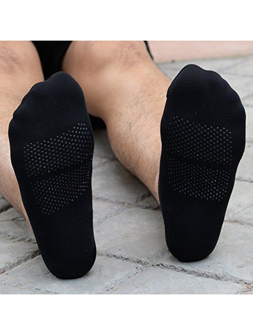 JOYNEE JOYNÉE Men's Athletic Non Slip No Show Short Socks with Silicone 6 Pack