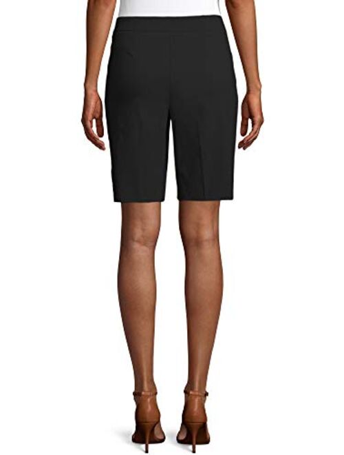 Time and Tru Women's Mid-Rise Stretch Millennium Bermuda Short (X-Large 16/18, Black)