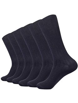 Mens Crew Dress Socks 4 Pack Patterned Cotton for Casual,Business