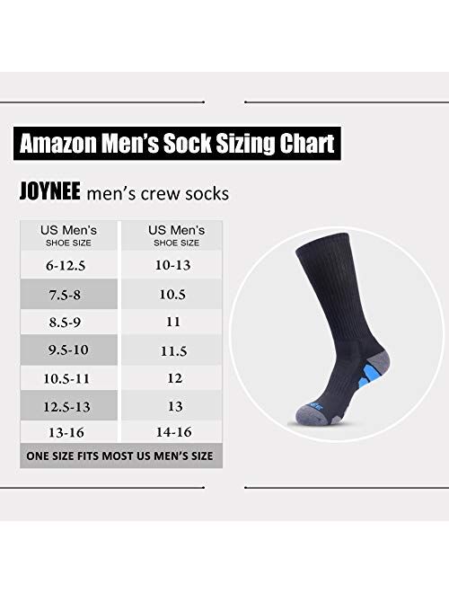 JOYNEE JOYNÉE Mens Athletic Crew Socks with Cushion for Running and Workout 6 Pack