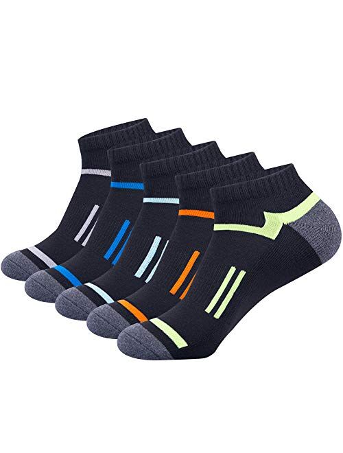 JOYNEE Mens Athletic Ankle Sports Running Low Cut Socks for Men 5 Pack