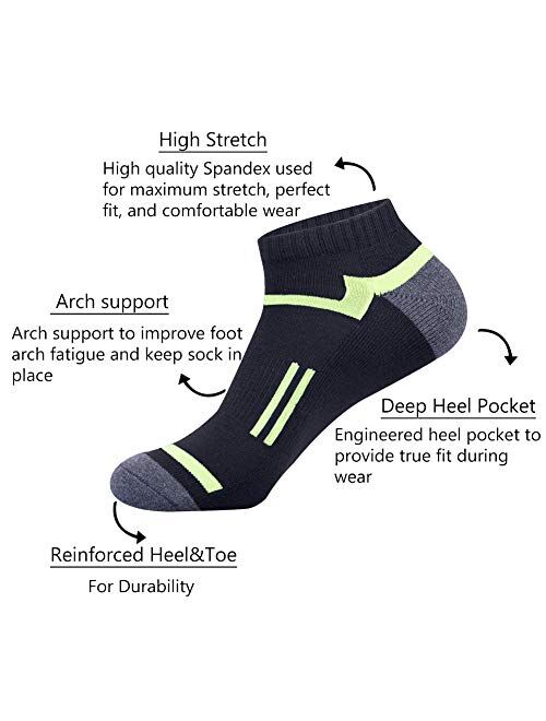 JOYNEE Mens Athletic Ankle Sports Running Low Cut Socks for Men 5 Pack
