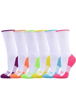 JOYNE Womens-Crew-Athletic-Socks Cushion Running Socks with Moisture Wicking for Sports and Daily Wear 6 Pairs