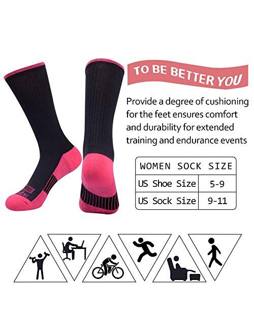JOYNEE JOYNÉE Womens-Crew-Athletic-Socks Cushion Running Socks with Moisture Wicking for Sports and Daily Wear 6 Pairs