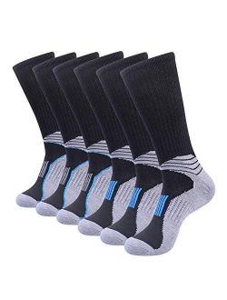 Men's Athletic Performance Cushion Crew Socks for Running and Training 6 Pack